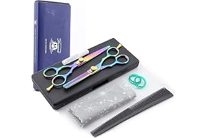 Haryali London Wielofunkcyjny zestaw nożyczek fryzjerskich 15 cm, do przerzedzania, teksturowania, nożyce do strzyżenia włosów z grzebieniem, butelką oleju i tkaniną, dostarczane w czarnym pudełku