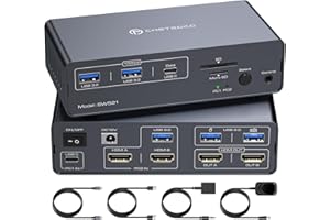 FQuanmap HDMI KVM Switch 2 pc 2 Monitore 4K60Hz USB C Docking Station 2 hdmi KVM-Switches EDID Dual Monitor Switches für Laptop & Desktop Share 13-in-1 Dockingstation