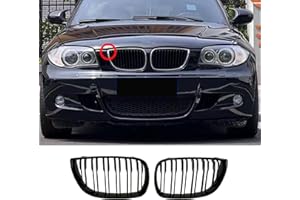 Jinpengyong E81 E87 Griglia Paraurti Anteriore Griglia per BMW 1er E81 E87 Griglia PRE Nero Lucido Rene Doppia Griglia Grill 2004 2005 2006 2007(For 1er E81 2004-2007 PRE)
