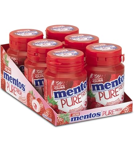 Mentos Pure Fresh Sugar-Free Cherry Gum – 6 Bottles (30 Pieces Each) - Dutch Import
