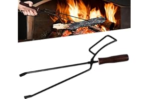 PRITOK Pinza per Legna da Ardere a Carico Pesante, Anti-Scottatura: Universale per Carbone Con Manico in Legno, Lunga per Camino, Barbecue, Stufe (40 x 10)