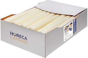 ‎HORECA CANDLES Horeca Candles - Spitzkerzen – Elfenbein Ø 2,3 x 25 cm - 50er Set Leuchterkerzen für Kerzenhalter - 7,5 Stunden Brenndauer - Tropffrei, Rauchfrei, Duftfrei