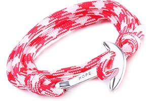 Unendlich U Hope, braccialetto intrecciato in corda di nylon, multistrato, con ciondolo a forma di ancora, confezione da 1 o da 5