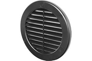 Awenta Osłona kratki wentylacyjnej z tworzywa sztucznego, 100 mm, 10 cm, czarna, z siatką na owady, osłony otworów na śruby dla lepszego wyglądu
