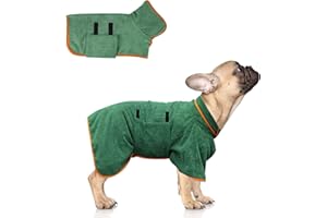 SOPHISTICATE Peignoir pour chiens Absorbant Peignoir pour chiens avec Velcro Peignoir pour chiens Microfibre Séchage rapide Peignoir pour chiens Moyens Chiens Réglable Peignoir pour chiens Petits Chiens (XS, Vert)