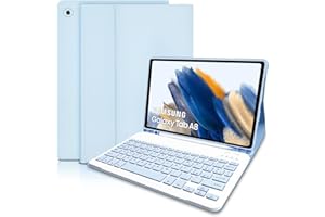 HOFSOS Tastiera Custodia per Samsung Galaxy Tab A8 10.5 Pollici 2022 (SM-X200/X205/X207),Layout Italiano,Rimovibile Magnetic Wireless Tastiera Bluetooth Cover con Tastiera con Supporto per Pencil-- Cielo Blu