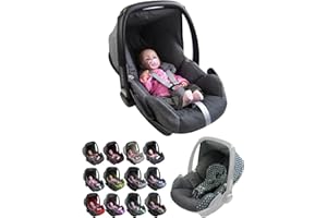 Bezug [Ersatzbezug für Babyschale] kompatibel mit Maxi-Cosi Pebble Komplett-Set Sitzbezug 5-teilig mit Gurtpolstern Sonnenverdeck Kopfstütze (meliert grau-dunkelgrau)