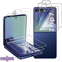 Lutree per Samsung Galaxy Z Flip 7 5G Vetro Temperato, 2+2+2 Pezzi Interna TPU Pellicola Protettiva+ Posteriore Vetro Protettivo+ Pellicola Fotocamera, Anti-Graffio Protezione Schermo per Z Flip7 5G