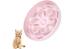 Hejo Gamelle Anti Glouton Chat, Fleurs Anti - Vomissements Gamelle Chat, Gamelle Anti Glouton Chiot avec Base Antidérapante, Gamelle pour Chien, Bol Chat pour Chatons Petits Animaux(Rose)