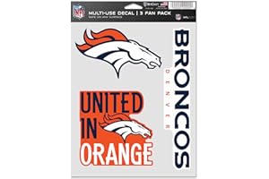 WinCraft NFL - Set di adesivi multiuso, 20 x 15 cm, motivo: Denver Broncos