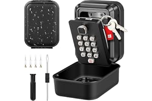 LUROON Boîte à Clés Sécurisée Extérieur avec Code à 12 Chiffres, Grande Boîte à Clés Étanche pour Clés, Cartes et USB Montage Murale pour Maison Garage Usine ou Bureau