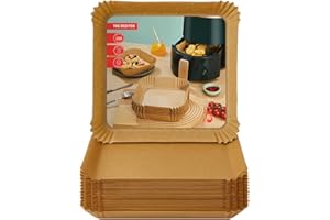 GENERICO Carta forno per friggitrice ad aria - Carta friggitrice ad aria quadrata 100 fogli da 24x24cm - carta da forno da 5 a 8 litri per friggitrice ad aria per uso alimentare - BPA Free