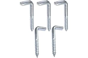 AERZETIX - C47885 - Lot de 5 - Crochet en forme de L Ø4.4x40mm - vis à bois fileté - gond à talon à visser - gond à visser piton équerre