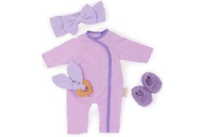 LullaBaby Ropa 14 Pulgadas-Diadema, Mordedor y Pantuflas-Juego Imaginativo-Juguetes para Niños de 2 años en adelante-Conjunto de Pijama para Muñecas Bebé, Multicolor (Maison Battat Inc. LBY7676Z)