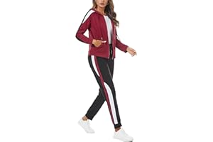 Litherday Tuta Donna Completo Tuta Donna Inverno Set Sportivo Donna Cotone Felpa con Cappuccio Colore Contrasto e Pantaloni Jogger per Fitness Jogging S-XXL