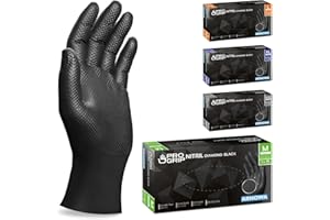 ARNOMED 50x PROGRIP Guantes nitrilo talla M Negro [Con doble grosor y textura diamante], Guantes desechables de nitrilo para taller, industria y montaje, Luvas nitrilo descartaveis