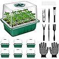 Verdenu Seed Trays, 6 PCS Propagator Kit with Heightened Lids, Seedling Starter Growing Trays with 6 Gardening Tools, and Adjustable Ventilation for Greenhouse Plant Germination