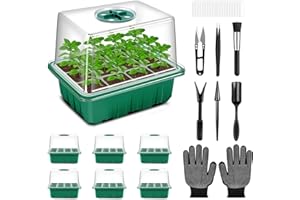 Verdenu Seed Trays, 6 PCS Propagator Kit with Heightened Lids, Seedling Starter Growing Trays with 6 Gardening Tools, and Adjustable Ventilation for Greenhouse Plant Germination