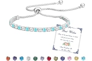 Esmoly Pulsera Mujer Piedras Naturales Bracelet Brazalete Plata con 5A Circonitas y 12 Piedras Naturales Ajustable Regalos Originales Para Mujer Niña