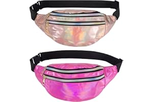 YUANBAOTT 2 STK Bauchtasche Damen Glitzer, Gürteltasche Metallic, wasserdichte Hüfttasche, Guerteltasche Verstellbarer, für Mädchen Frauen Männer Kinder Party Festival Sport Outdoor Reisen - Rosa, Champagner