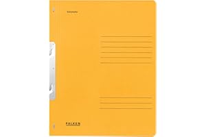 Skoroszyt hakowy Falken 50 szt. Przód okładki pełny żółty A4 Wykonany z tektury z recyklingu Wpinany do segregatorów. Wyprodukowano w Niemczech.