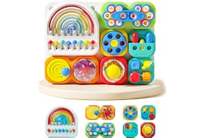 auby Busy Board 3.0 Sensorisk 1–6 år: Avtagbar och monterbar leksak med 7 bärbara verktyg - fin motorutveckling Montessori