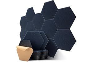 KUCHOOW Insonorizacion Acustica Pared Autoadhesivo, 12 Piezas Placas Aislamiento Acustico Hexagonal Alta Densidad para Decoración de Paredes y Tratamiento Acústico, Insonorizar Habitacion (30x26x0.9cm)