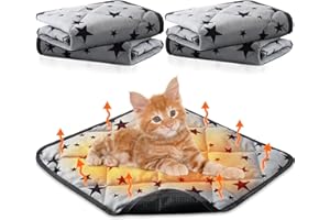 Namalu 4 Self-Warming Cat Blankets Dog Blanket with Star Pattern Warm Soft Blanket for Pet Washable Dog Bed Non-Slip Blanket for Outdoor Indoor (Square, 45 x 45 cm)