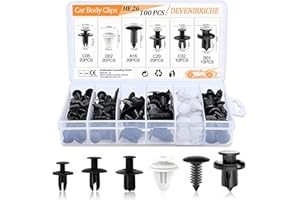 DEVENIRRICHE 100Pcs Car Body Trim Clips, Plastic Car Retainer Clips, Bumper Mounting Clips Fender Retainer Clips Liner Fixed Clips Fasteners Tool, Universal Nylon Car Auto Body Fastener Rivet Trim Clips