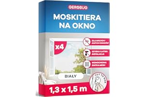 GEROBUG Moskitiera okienna bez wiercenia, siatka na owady na okno, moskitiera na okno, moskitiera na okno, moskitiera na okno, moskitiera na okno, siatka na komary i okna, 130 x 150 cm, 4 sztuki,