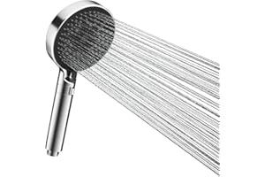 DETBOM Alcachofa de Ducha Grande con 3 Chorros, Alcachofa de Ducha Antical con Boquillas de Silicona Función, Cabezal de Ducha de alta Presión con Válvulas de Control de Flujo de Agua-Cromo