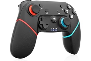 RivalPlay Controller per Switch, Gamepad Remoto Wireless Bluetooth Wake-On-Wake con ASSE Giroscopico a Doppia Vibrazione Turbo, Ferroso, Nero