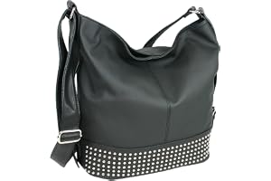 JENNIFER JONES - Moderiktig damväska - crossbody axelväska - shopper XL - stor, svart med nitar