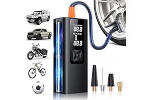 AJBLG Elektrische Luftpumpe 12V Fahrrad Akku Kompressor, 150 PSI & 20000 mAh Mini Tragbare Fahrradpumpe Luftkompressor Für Auto,Motorrad,Fahrrad,Bälle, USB-C wiederaufladbar, Als Powerbank und Taschenlampe