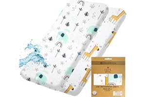 LILLY BELLY Bettlaken 60x120 Baby, Bio-Baumwolle GOTS 2in1-Packung mit 2 Wasserdichten Bettlaken, Die anstelle des Matratzenschoners verwendet Werden, kompatibel mit Allen Beistellbetten, Mini-Kinderbetten