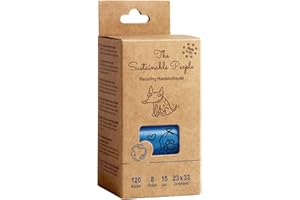 The Sustainable People TSP sacs à déjections canines recyclés - certifiés Blue Angel - grands, anti-fuites - Made in EU - 120 pcs - min. 80% recyclé post-consommation (PE) -fort (15µm)- modèle 23x33cm