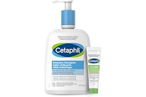 Cetaphil Emulsione Detergente Viso e Corpo, Senza Profumo, Formato 470 ml + Crema Idratante Viso e Corpo, Senza Profumo, Formato Viaggio 14 g