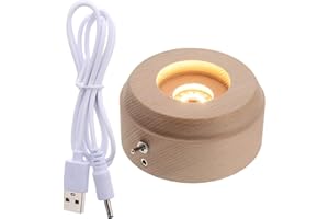 ‎UONLYTECH Uonlytech Straussenei Led Holzsockel Batteriebetrieben LED-Licht Sockel Dimmen Display Warm Beleuchtete Lampe Halter für Briefbeschwerer Kugelharz Kunst Lampe Unterstützung Usb