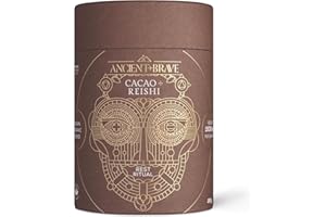 Ancient + Brave Cacao + Reishi 250g Tub - High Grade Nutritious Raw Cacao, Reishi Mushroom, Baobab and Chicory - Smooth Chocolate Blend - Stress Reducing
