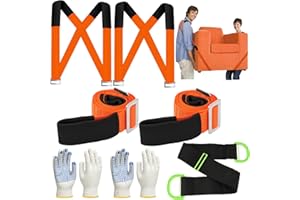 QLOUNI 2-Person Lifting Straps for Movers Kit, Anti Slip Moving Straps Load Capacity 600LB, Adjustable Lifting Moving Strap with Single Person Furniture Lifting Strap and Gloves for Carrying Furniture