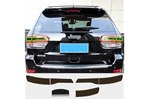 SIXCOW Rear Tail Light Tint Overlay, Vinyl Light Cover Decal for 2014 - 2021 Jeep Grand Cherokee - Dark