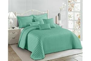 PRIME LINENS 3 Piece Quilted Bedspread Embossed Pattern Comforter Bedding Set Bed Throw with Pillow Shams (Pom Pom Green, Super King)