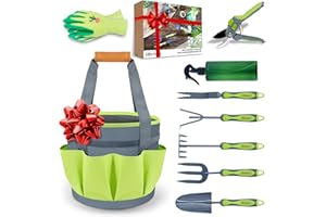 Hortem Juego de Herramientas de jardín, 9 Piezas de Herramientas de jardinería Que Incluyen Juego de Paleta, Bolsas de jardín Grandes, Guantes de jardín y podadora, Regalos de jardinería