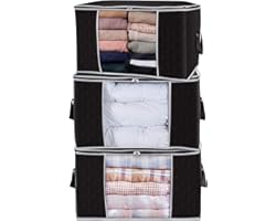 Lifewit Large Capacity Clothes Storage Bag Organizer with Reinforced Handle Thick Fabric for Comforters, Blankets, Bedding, F