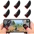 Sarafox Mobile Game Controller Finger Sleeve Sets [6 PCs],Anti-Sweat Breathable Touchscreen Finger Sleeve for Mobile Phone Games for PUBG/Mobile Legends/Knives Out(Black Red)
