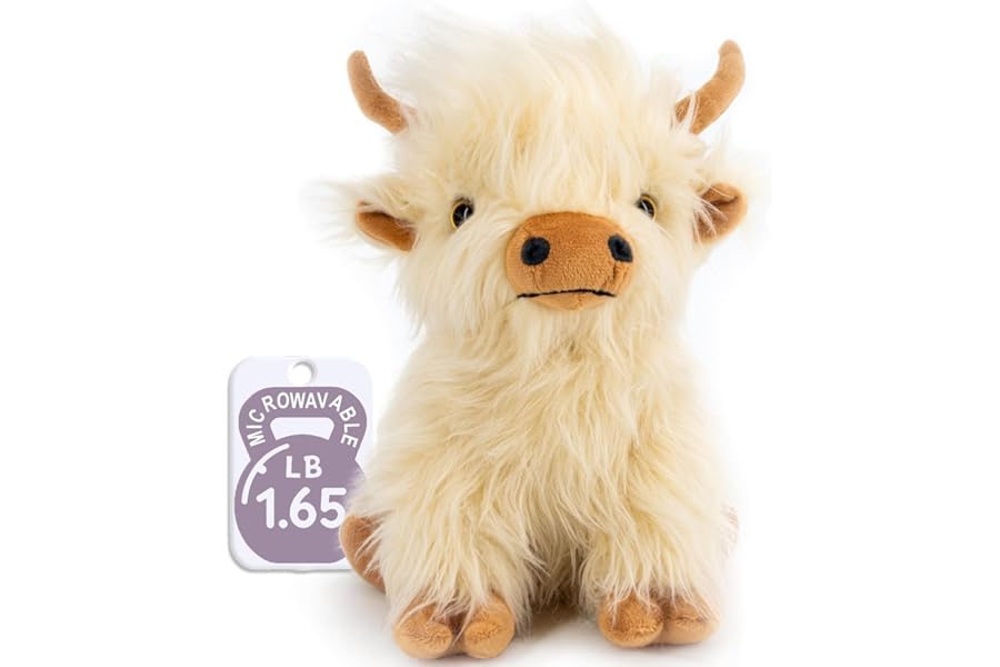 Marysun Microwavable Highland Cow Stuffed Animal - Weighted Stuffed Animal Plush, Heating Pad for Period Cramps, Cozy Gift for Girls|Women|Kids|Elderly People
