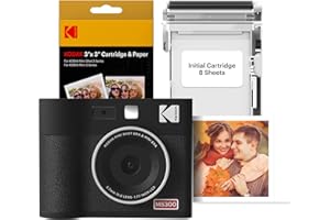 KODAK Mini Shot 3 ERA 4PASS 2-in-1 Instant Camera and Photo Printer (3x3 inches), Initial 8 Sheets + 60 Sheet Pack Bundle, Black