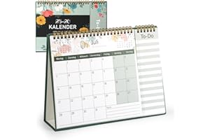 TIKPLUS Tischkalender 2026, Kalender 2026, Tischkalender 2026 zum Aufstellen, Monatskalender Stehkalender 2026 mit Aufgabenliste für Büro, Zuhause, Schule (Grün)