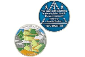 ATSKNSK Pièce de monnaie de sobriété de 2 mois avec jetons AA et médaillons - Jeton de guérison de sobriété | Cadeaux de sobriété pour homme et femme célébrant la récupération des alcooliques anonymes