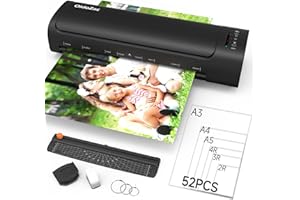 OIDOZAC A3 Laminator, 60s Quick Warm-up Laminate Machine with 52 Laminating Sheets 13-inch Cold Hot Lamination 9 in-1 Laminator with Paper Trimmer Corner Rounder for Office School Business Home Use, Black
